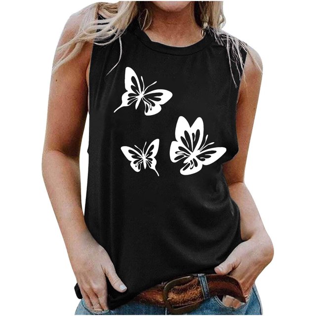 LSLJS Blouse Sans Manches Imprimée Décontractée pour Femme à Col Rond, Aguichant, Ajustée, Chandail à Enfiler, Débardeurs pour Femmes