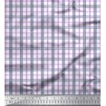 thumbnail image 2 of Soimoi Purple Crepe Silk Fabric Window Pane Check Print Fabric by the Yard 42 Inch Wide, 2 of 3