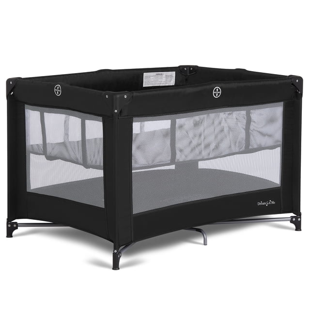 Dream On Me Zazzy Parc Portable avec Moïse en Noir, Parc Portable Carré avec Côtés en Maille pour une Visibilité à 360 Degrés, Pattes en Métal et Matelas Rembourré, Conçu pour les Nourrissons et les Tout-Petits jusqu'à 36 Pouces de Hauteur, Se Plie de Façon Compacte pour un Voyage et un Rangement Faciles.