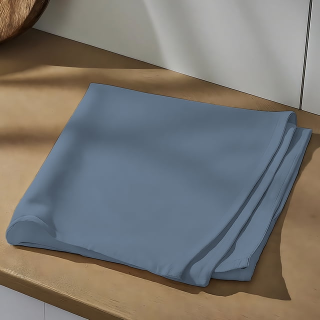 100% Cotton Percale Single Flat Bedsheet Cool & Crisp Full Blue by Color Sense