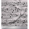 thumbnail image 1 of Soimoi Gray Cotton Voile Fabric Notes Musical Instrument Printed Craft Fabric by the Yard 56 Inch Wide, 1 of 5