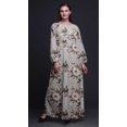 thumbnail image 4 of Bimba Robe Maxi en Georgette Mousse à Imprimé Floral et d'Oiseaux pour Femmes à Manches Longues, Taille Élastique - Grande, 4 of 5