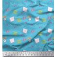 thumbnail image 1 of Soimoi Blue polyester Crepe Fabric Heart & Love Text Decor Fabric Printed Yard 42 Inch Wide, 1 of 5