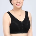 thumbnail image 2 of Womens Bralettes Solid Sleeveless Plus Size Lingerie Front Four Button Wide Strap Tank Bra V-Neck Padded Bra Feature Hook and Eye Closure Strapless Bra Style Y-70 , Black 5XL, 2 of 6
