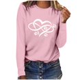 thumbnail image 1 of Pisexur Hauts pour Femmes Mode d'Automne T-Shirt à Imprimé Graphique Cœur Col Rond Manches Longues Chemises pour Femmes Chic Décontracté Hauts de Sortie Confort Polyvalent Blouses Légères, 1 of 5