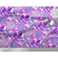 thumbnail image 1 of Soimoi Purple Modal Satin Fabric Autumn Leaves Printed Fabric 1 Yard 42 Inch Wide, 1 of 2
