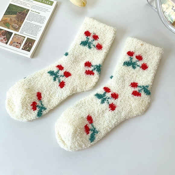 GDREDA Fuzzy Slipper Socks for Women Thick Winter Fluffy Socks Womens Cozy Warm Plush Hospital Socks Non Slip A,One Size