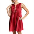 thumbnail image 4 of Ovzne Robes Grande Taille pour Femmes aux Formes Robe Décontractée Sans Manches à Col Rond à Lacets Robe Plissée Robe de Printemps Liquidation, 4 of 7
