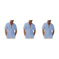 thumbnail image 2 of pitrice Men Shirt Casual Short Sleeve Breathable Replacement Button Down Solid Color Fashionable Home Dating Shirts Top Light Blue M 3Set, 2 of 6