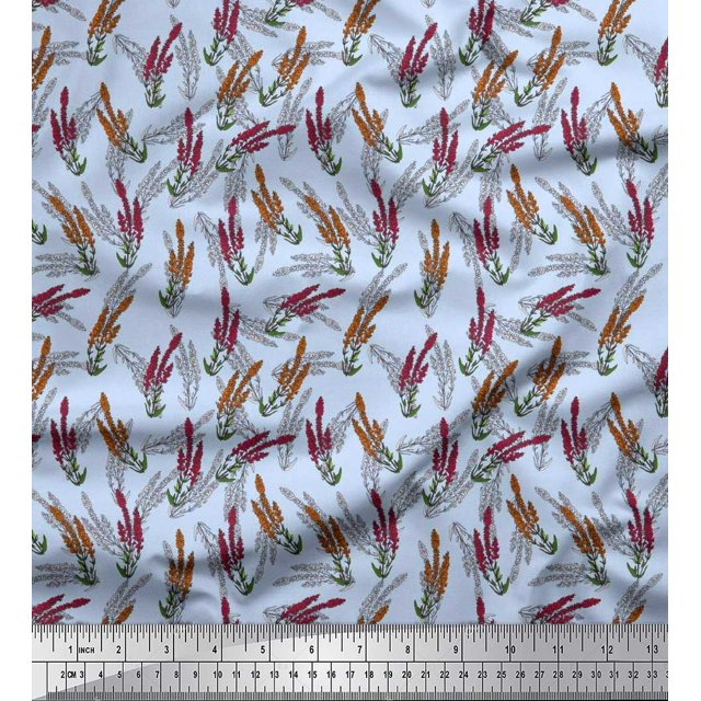 Soimoi Poly Georgette Fabric Lavender Floral Printed Fabric 1 Yard 42 Inch Wide