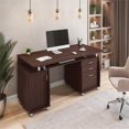 thumbnail image 2 of Techni Mobili Engineered Wood Computer Desk w/CPU Stand Compartment in Chocolate, 2 of 10