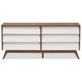 thumbnail image 4 of Baxton Studio Hildon Commode Double à 6 Tiroirs en Blanc et Brun Noyer, 4 of 7