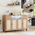 thumbnail image 1 of Buffet Sideboard with 4 Doors, Large Farmhouse Kitchen Storage Cabinet with Power Outlets, Wood Coffee Bar Cabinet with 2 Drawers for Kitchen, Dining Room, Entryway, 1 of 8