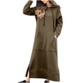 thumbnail image 2 of Fshaion Robe d'Été pour Femmes 2024 Grande Taille Col Rond Hiver Chaud Couleur Manches Longues avec Poches Robe Longue en Liquidation à Moins de 10!, 2 of 6