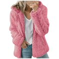 thumbnail image 1 of Womens Fuzzy Fleece Jackets 2023 Clearance Solid Zipper Sharpa Coat Fall Winter Warm Thick Hooded Jacket with Pockets, 1 of 6