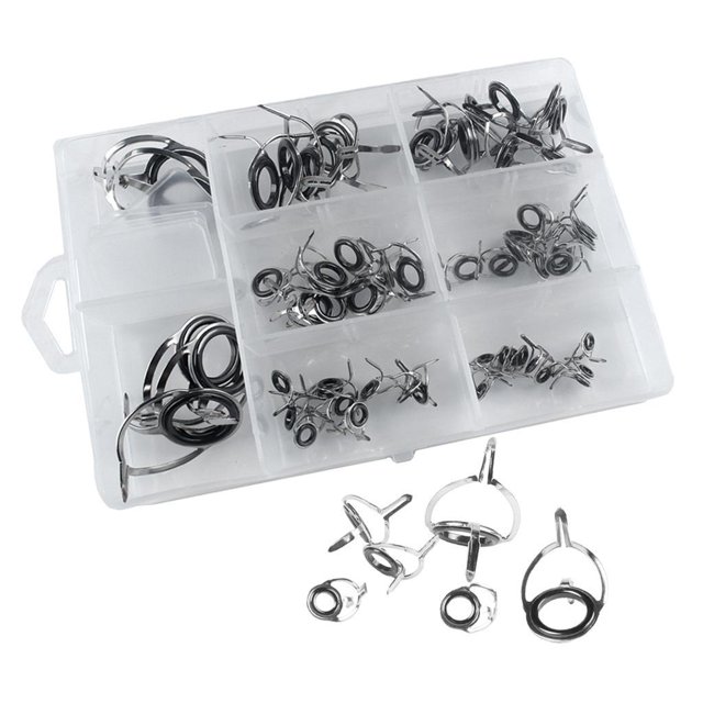 60pcs / Boîte Double Jambe S Réparation de Pôle Sans Pêche Cadre en Acier Inoxydable et Céramique
