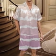 thumbnail image 4 of Men's Gradient Printed Satin Short Sleeve Button Up Pajama Loungewear Set for Comfortable Sleep and Relaxation at Home, 4 of 4