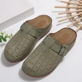 thumbnail image 4 of Sabots pour Femmes Mules à Enfiler Bout Fermé Sabot Boucle Décor Ajouré Respirant Confortable Mule à Talon Compensé Vert, 4 of 9