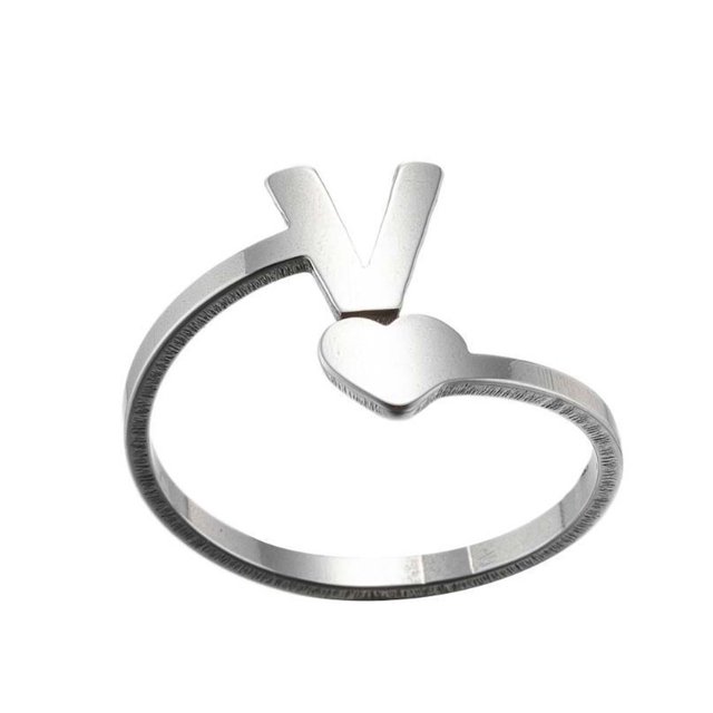 Bagues à Ouverture de Lettres Anglaises en Acier Inoxydable pour Filles Amour Bijoux Rétro
