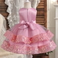 thumbnail image 4 of Birdeem Girls Summer New Sleeveless Ruffled Lace Round-Neck Embroidery Mesh Princess Bow Skirt, 4 of 12