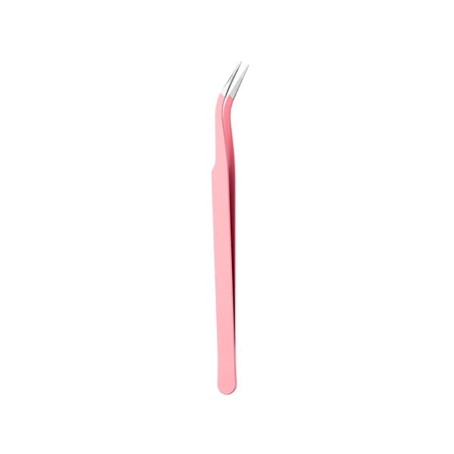 Precision Elbow Tweezers, Stainless Steel, Curved Tip, Enhanced Grip, for Electronics, Crafts, Jewelry Making, Soldering, Experimental Work Hzhnb | Metal, Pink
