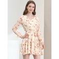 thumbnail image 1 of INSPIRE CHIC Robe à Fleurs pour Femme à Manches Longues, Taille Élastique, Ourlet à Volants, avec Ceinture, 1 of 5