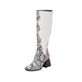 thumbnail image 2 of EGNMCR Knee High Boots Oversized Women's Fall/Winter Velvet Lining Color Matching Rectangle Toe Thick High Heels Long Chain Boots, 2 of 3