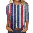 thumbnail image 2 of Hauts d'Été pour Femmes 2023 Mode Féminine Manches Courtes Col Rond Rétro Imprimé Ample Blouse Manches Trois-Quarts Bohème Grande Taille T-Shirt pour Femmes, 2 of 4