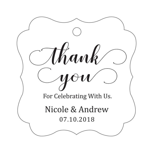 Darling Souvenir Custom Names Thank You For Celebrating With Us Wedding Hang Tags Personalized Party Tags-White-50 Tags