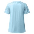 thumbnail image 5 of BVOFAR Womens Lace Crochet Short Sleeve Shirts Solid Color Casual Loose Fit Blouses Plus Size Summer Round Neck Tops, 5 of 5