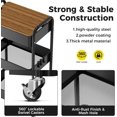 thumbnail image 2 of 3 Tier Rolling Cart with Table top, Metal Rolling Utility Cart, Storage Organizer Cart with Locking Wheels & Hooks for Office, Classroom, Kitchen and Bathroom, Black, 2 of 15