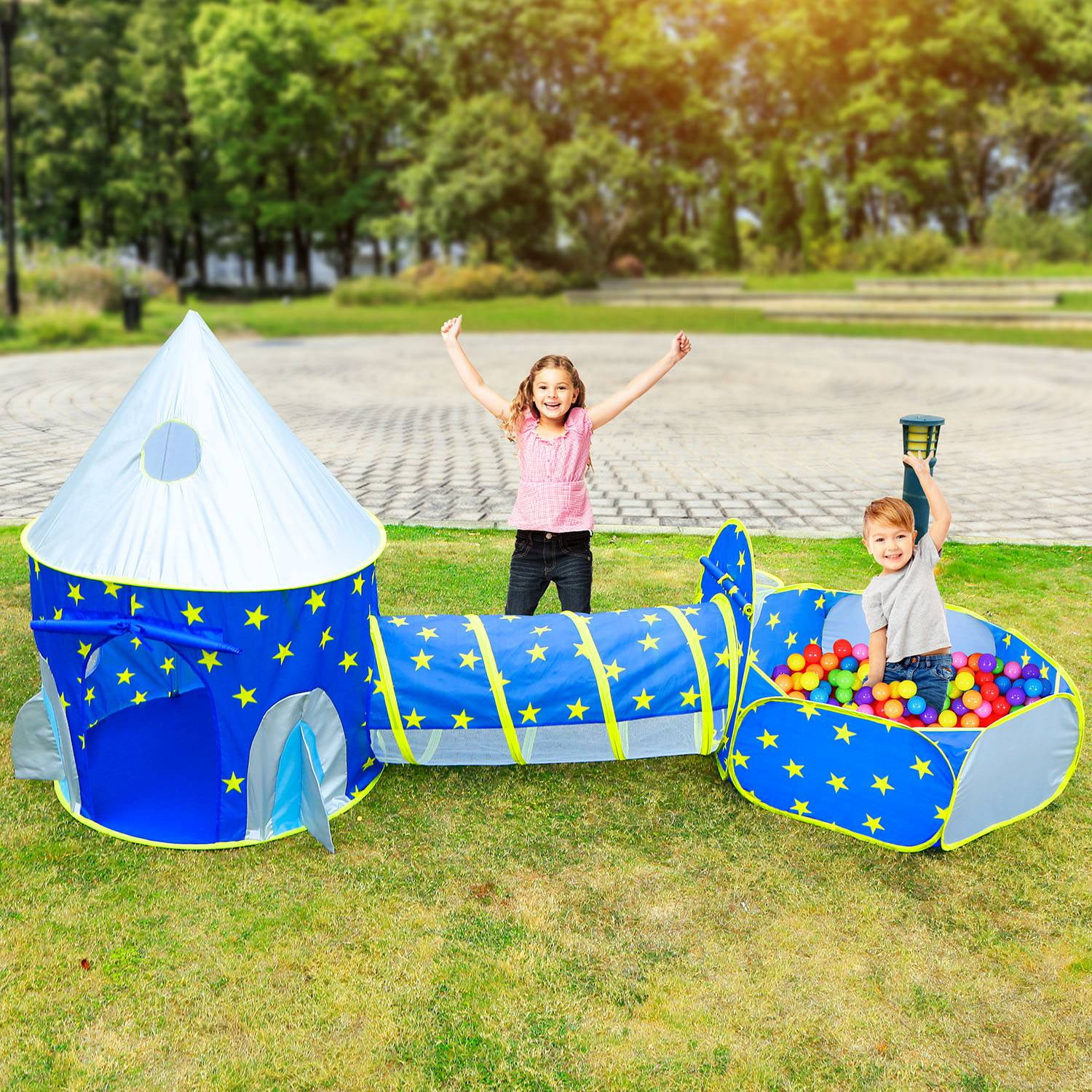Gpct 3 In 1 Child Crawl Tunnel Tent Kids Play Tent Ball Pit Set For Kids, Boys, Girls, Babies And Toddlers, Indoor/Outdoor Playhouse Pink