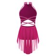 thumbnail image 2 of Raenseen Robe de Danse Ballet Jazz pour Filles, Justaucorps de Patinage Artistique, Strass Brillants, Robe de Bal Sans Manches, Rose Vif 10, 2 of 5