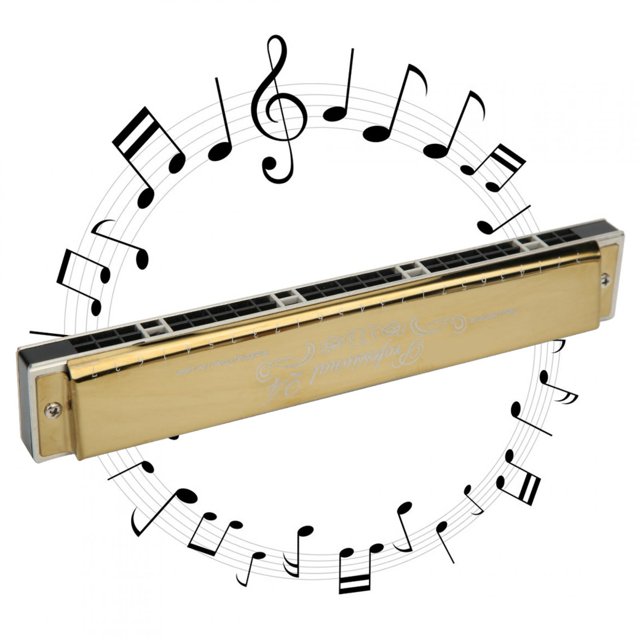 ANGGREK 24 Hole Tremolo Harmonica, Metal Harmonica, Clear Pronunciation For Music Performance Wind Instrument Music Enthusiast Musical Instrument