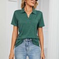 thumbnail image 4 of Meichang Polos de Base pour Femmes Été Blouse à Col en V Chic Décontractée Manches Courtes Hauts Confortables Légers T-Shirts à Col avec Poches, 4 of 8