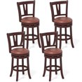 thumbnail image 1 of Gymax 26'' Counter Height Swivel Barstools Set of 4 High Backs & Footrests Solid Wood, 1 of 10