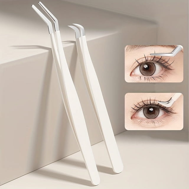 Eyelash Applicator Tool DIY Lash Tweezers Curved Eyelash Tweezers For Easy Lashes Application And Removal