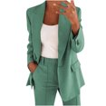 thumbnail image 1 of Pisexur Women's Two Piece Outfits Solid Color Long Sleeve Button Suit Blazer Jacket Wide Leg Pants Matching Set with Pockets Business Work Casual Suit Sets Plus Size S-5XL, 1 of 3