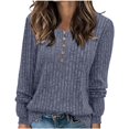 thumbnail image 1 of Besolor 2024 Chandails de Mode pour Femmes à Manches Longues Col Ras du Cou Décontractés Amples en Tricot Côtelé Chandails à Enfiler Hauts Bleu, 1 of 7