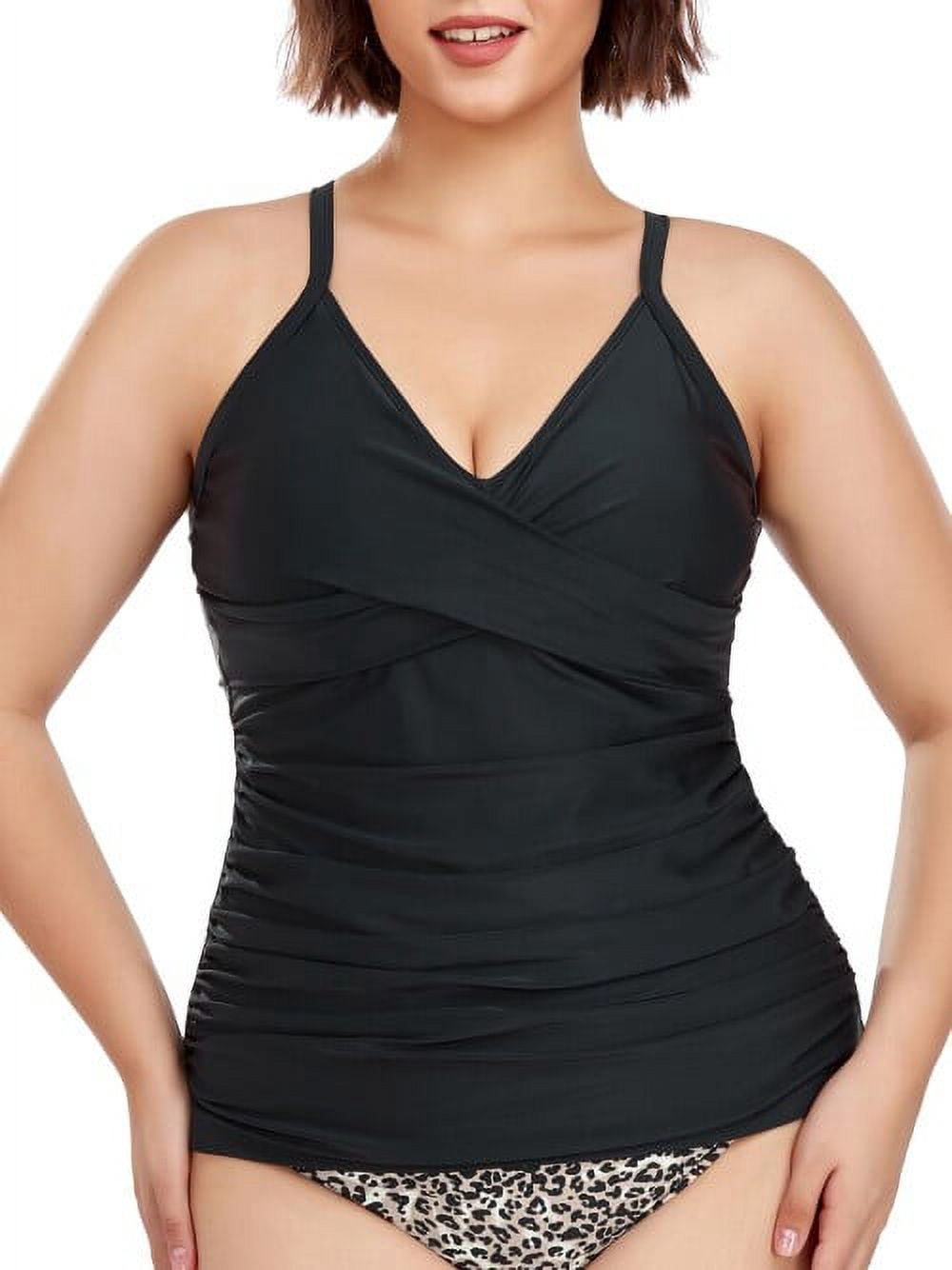 RELLECIGA Haut de Tankini Froncé à Encolure en V pour Femmes Maillots de Bain