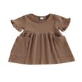 thumbnail image 1 of Girl Short Sleeve  Neck Solid Pockets Princess A-Lined Dress, 1 of 8