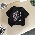 thumbnail image 5 of PMVFHDE Hauts pour Filles T-Shirts pour Filles T-Shirts Graphiques T-Shirts pour Fille Hauts d'Été Tendance pour Filles Hauts d'Été pour Fille T-Shirt Graphique Mignon pour Fille Col Rond Manches Courtes T-Shirt d'Été Noir, 8-9 Ans, 5 of 5