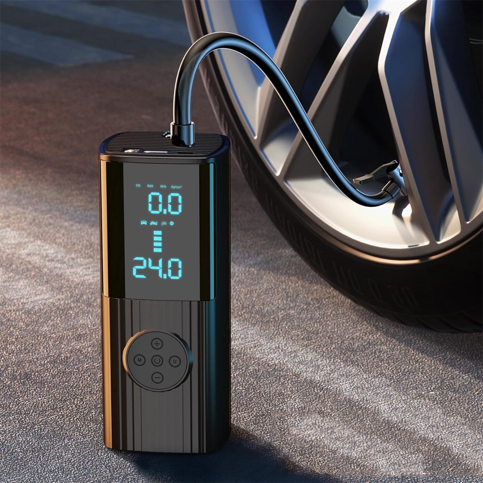 XYAIYT Portable Tire Inflator Compressor 150PSI 12V Pump with 9000mAh Battery Fast Live Pressure Gauge LED Display and USB Charger for Car Bike Motorcycle Balls Emergency Tool
