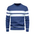 thumbnail image 1 of Innerwin Chandail Manches Longues Homme chandail-Over Hauts Usage Quotidien Col Rond Ample Tricoté Chandails Bleu Foncé S, 1 of 2