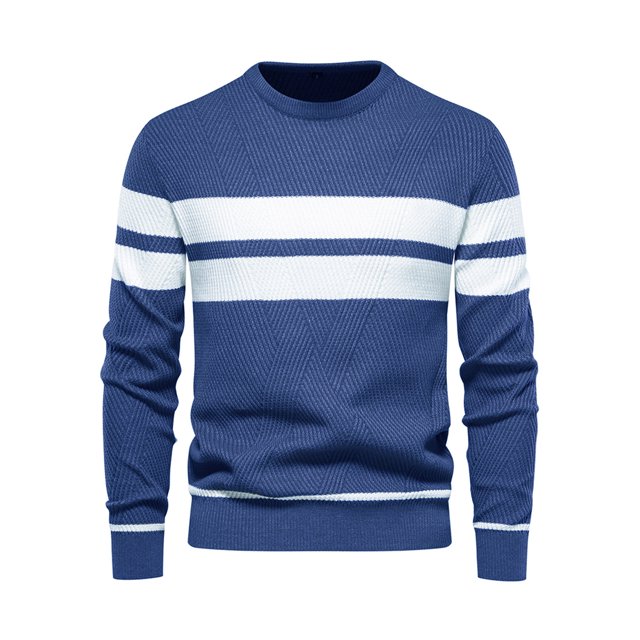 Innerwin Chandail Manches Longues Homme chandail-Over Hauts Usage Quotidien Col Rond Ample Tricoté Chandails Bleu Foncé S