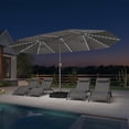 thumbnail image 1 of PURPLE LEAF 15ft Double-Side Patio Umbrella with Base and Solar Lights Outdoor Market Table Umbrella with Crank Handle Rectangle Umbrella for Backyard Garden Pool Deck, Grey, 1 of 1