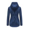thumbnail image 3 of Innerwin Coat Hooded Ladies Outwear Drawstring Long Sleeve Buttons Jacket Navy Blue L, 3 of 5