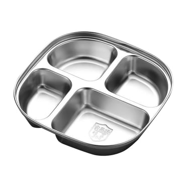 EGNMCR Kitchen Gadgets, Kitchen Accessories Stainless Steel Divided Kids Plates, Indestructible Dinner Plates For Kids, Cute Shape Divided Plates For Picky Eaters, Lunch, Camping Stainless steel plate