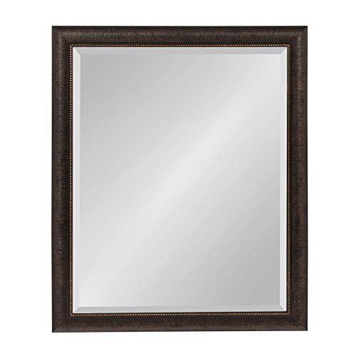Kate and Laurel Aldridge Miroir Mural Encadré, 26 x 32 Pouces, avec un Cadre Rectangulaire en bronze avec Détails Texturés Perlés. la surface du Miroir Biseauté Mesure 21,5 x 27,5 Pouces, Idéale pour les Couloirs, les Chambres, les Salons Ou les Salles de Bain. le Cadre en Polystyrène Robuste a un Profil de 2 Pouces de Large, Mêlant styles Traditionnels et Polyvalents.