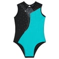 thumbnail image 3 of Choomomo Kid Girls Shiny Rhinestone Athletic Dance Gymnastics Leotards One Piece Ballet Dance Bodysuit Bluegreen 16, 3 of 5